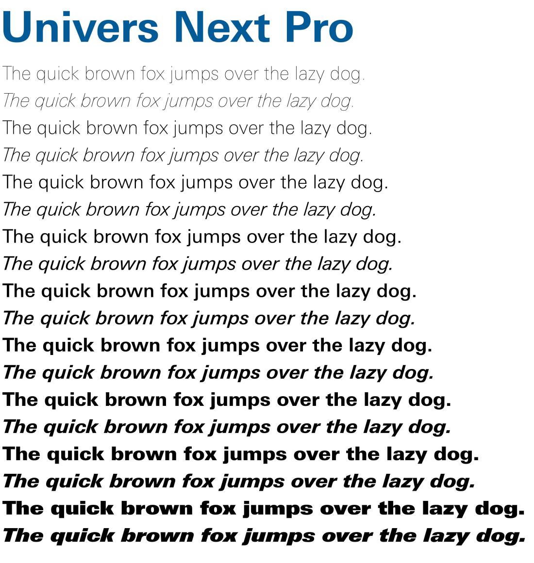 Univers Next Pro Utility Typeface