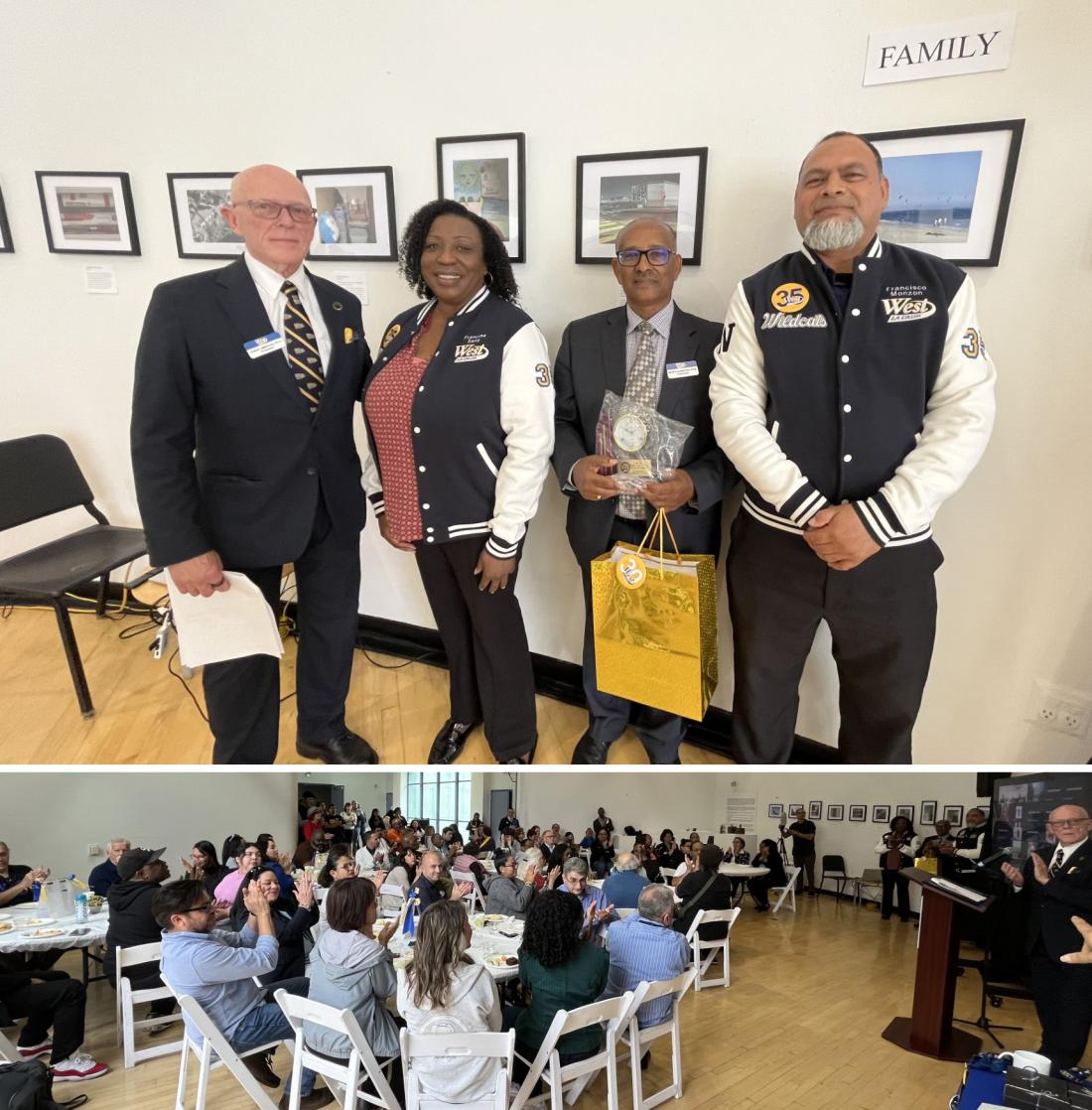 Faculty and staff gathered in-person and online to honor service milestones, achievement of tenure and retirees while enjoying the Fostering Photovoice exhibit in the campus gallery 