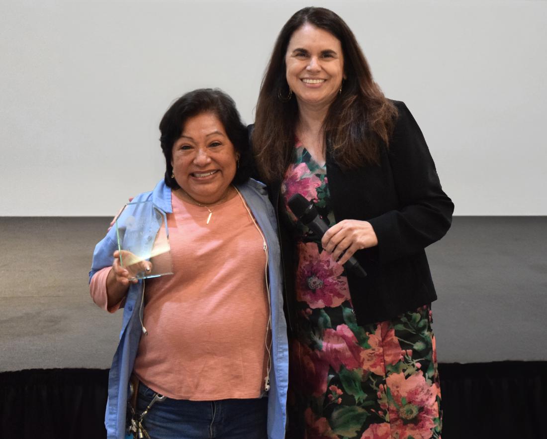 Classified of the Year recipient Elsa Mendez, with LAMC President Armida Ornelas, Ph.D.