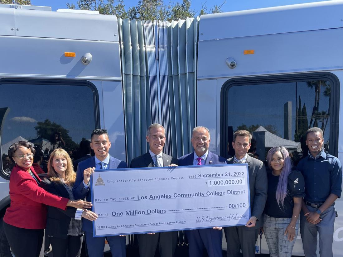 LA Mayor Garcetti Attends LA Valley College Event for LA Metro GoPass