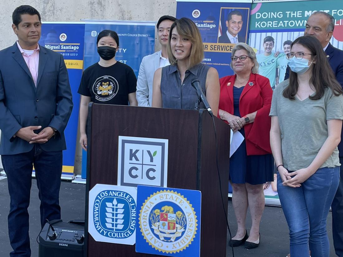 Trustee Kelsey Iino Speaks at an Los Angeles Community College District Event for Student Enrollment