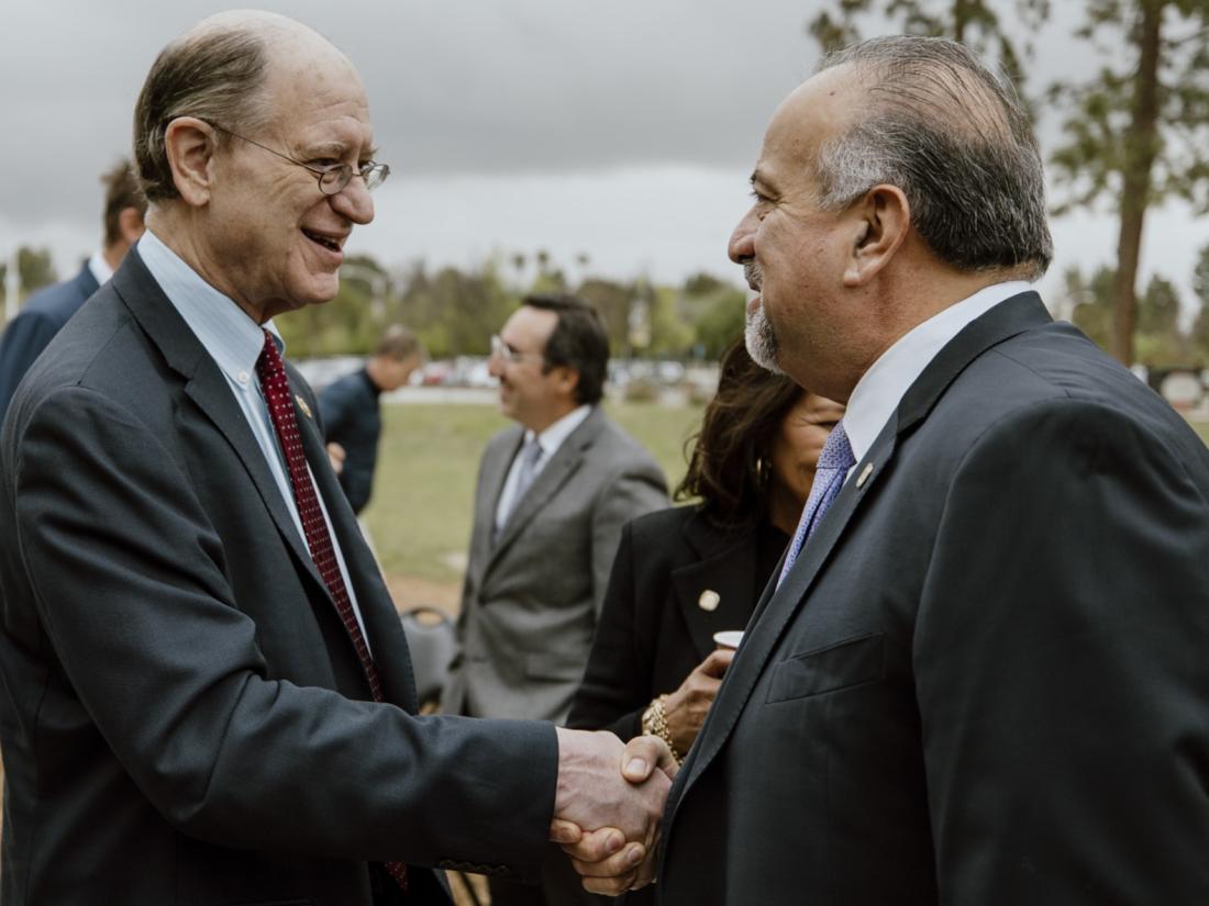 Congressman Brad Sherman Shakes Hands with LACCD Chancellor Francisco Rodriguez