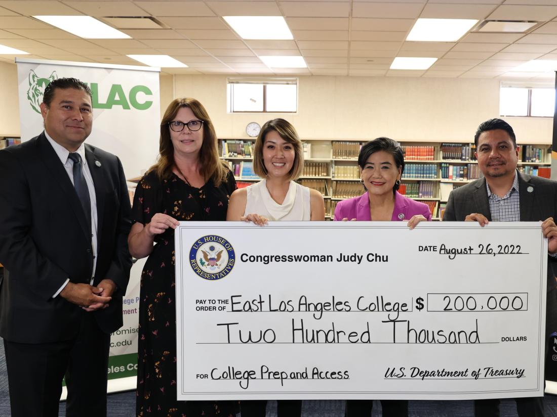 Congresswoman Judy Chu Presents a Check to East LA College