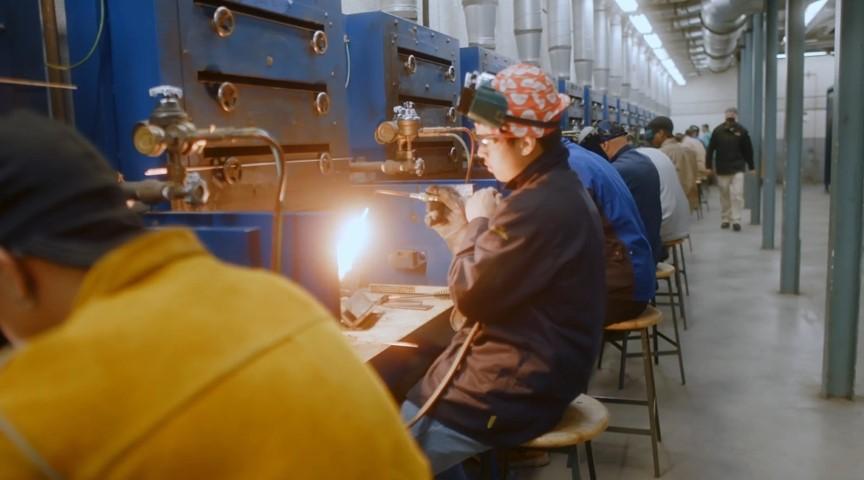 students welding