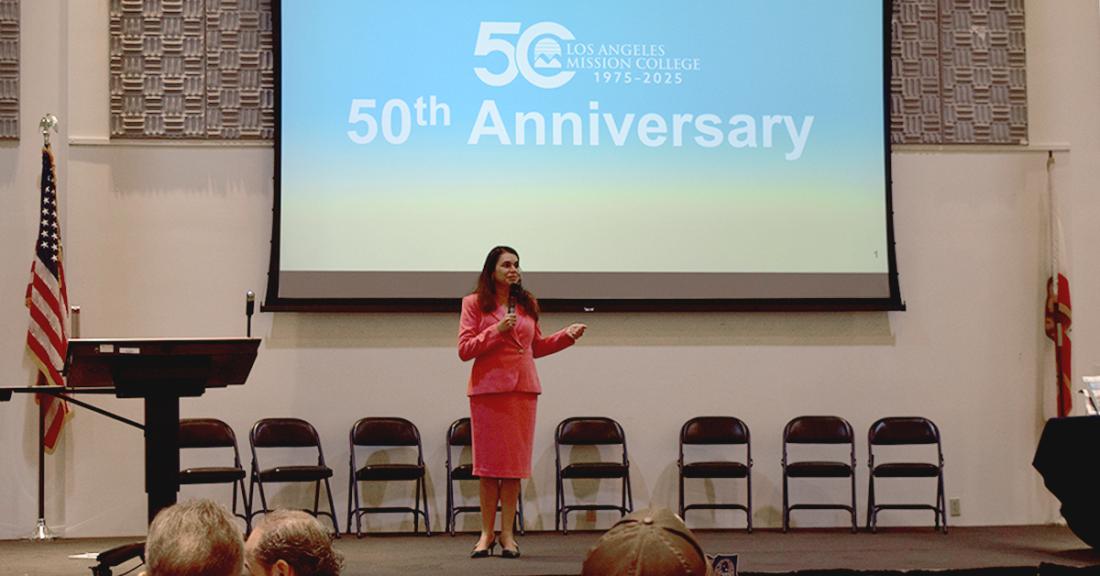 College President Armida Ornelas, Ph.D. at the LAMC 50th Anniversary Kick Off